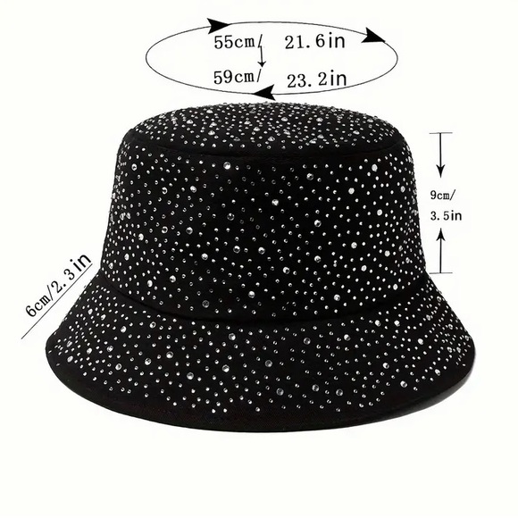 Black Rhinestone Decor Bucket Hat - Picture 2 of 6